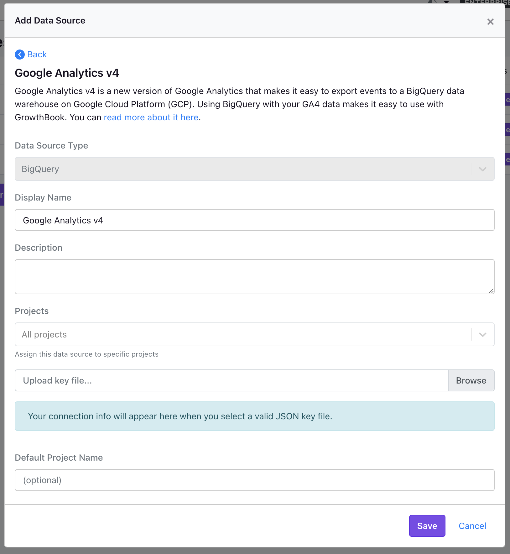 GA4 GrowthBook connect to GA4