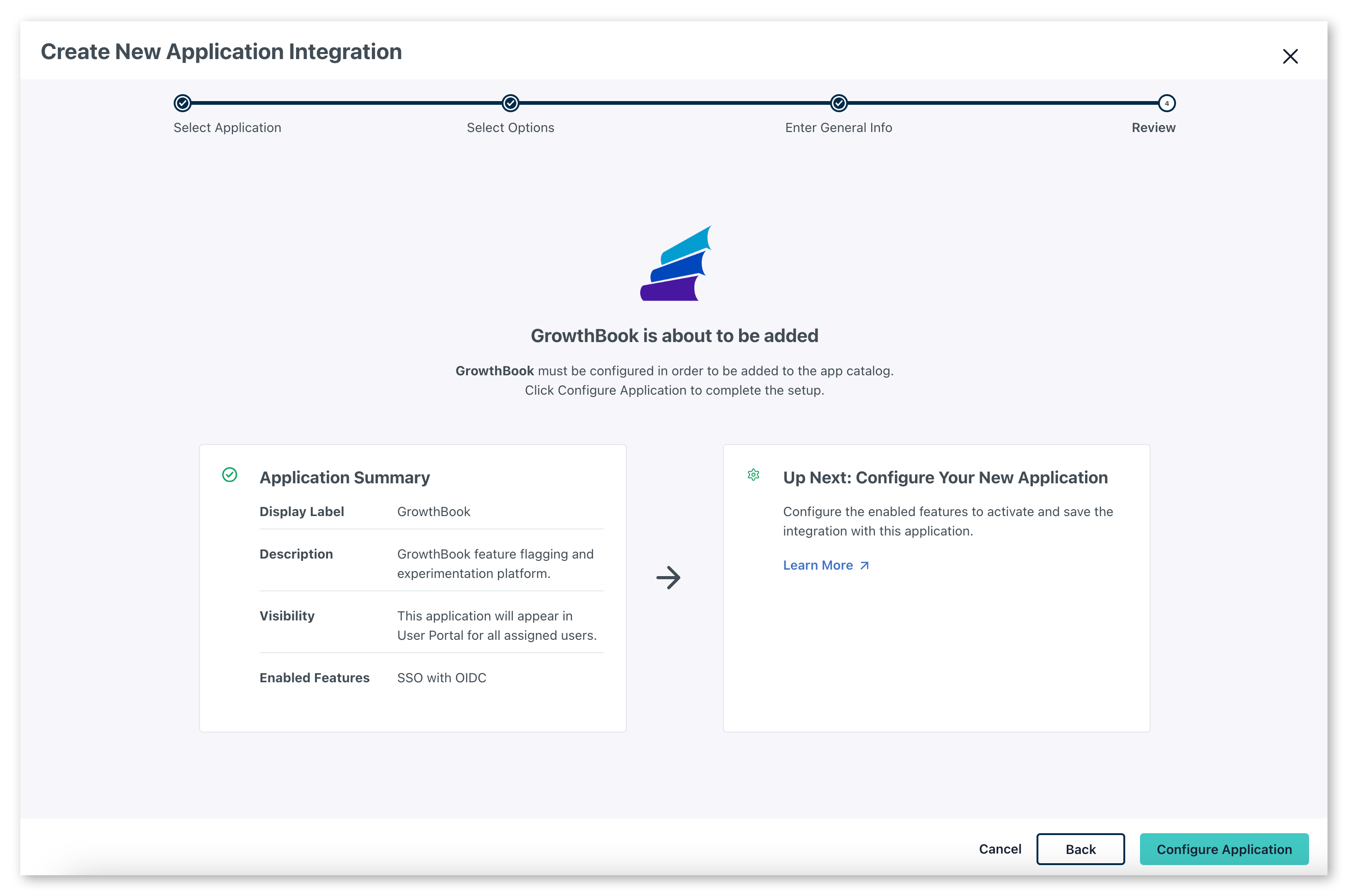 JumpCloud SSO configuration confirmation screen