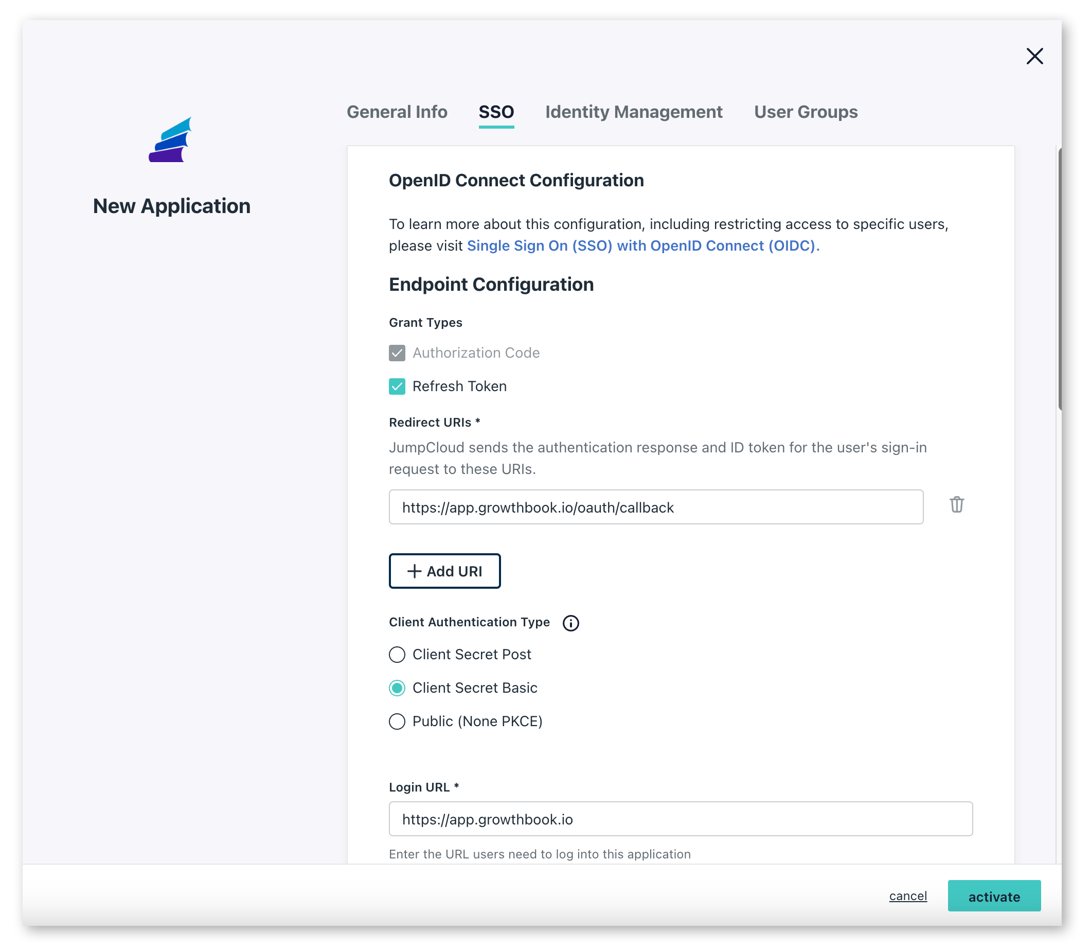 JumpCloud SSO OpenID Connect