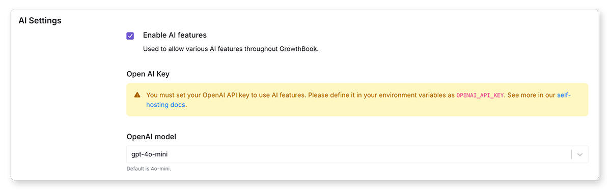 AI Settings Self-hosting