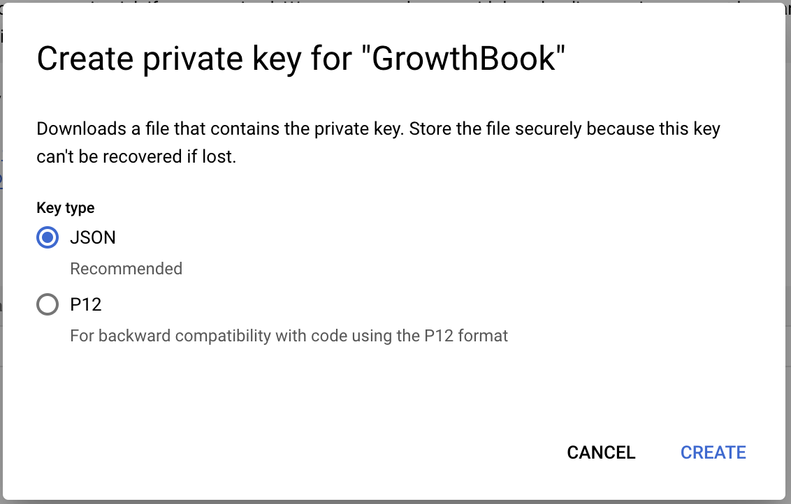 Create private key for GrowthBook popup