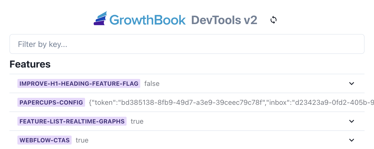 GrowthBook DevTools Features