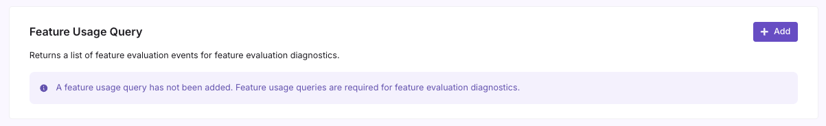 Feature Usage Query configuration in data source settings