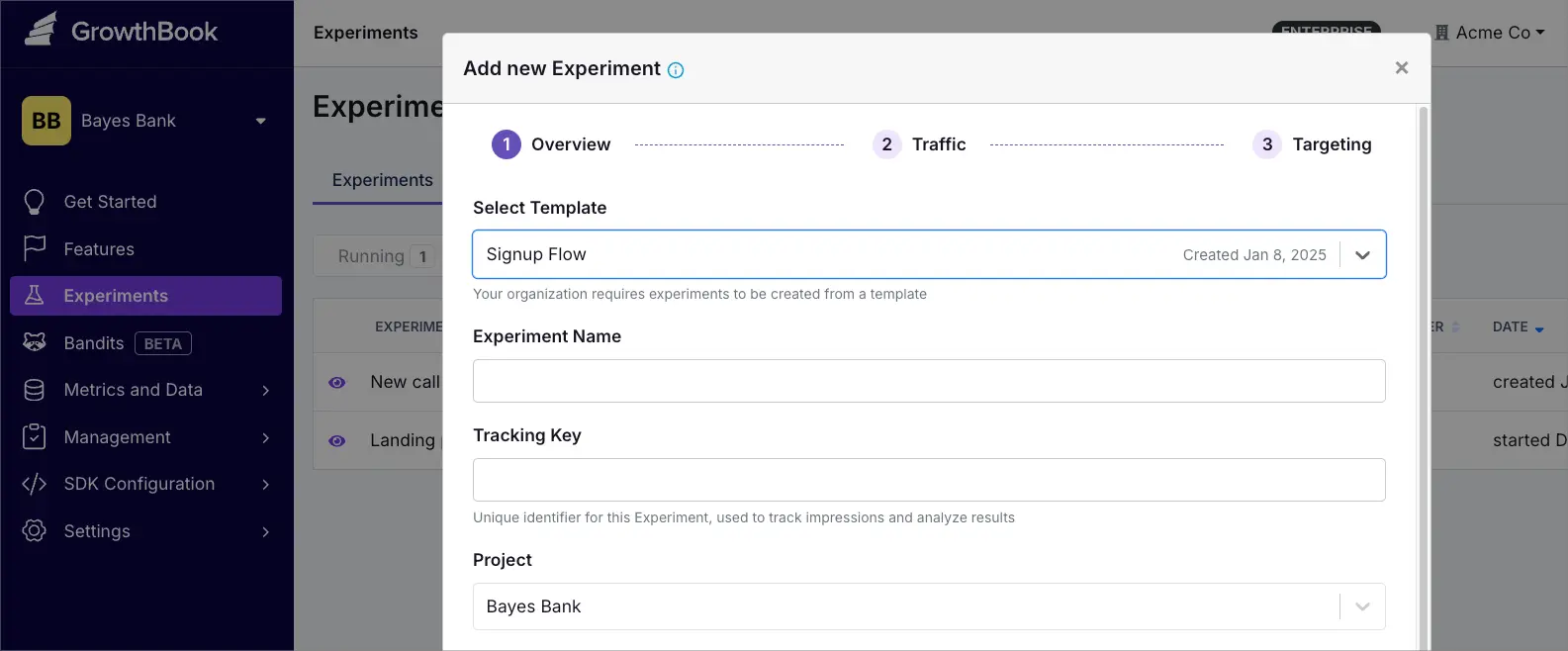 Using an Experiment Template