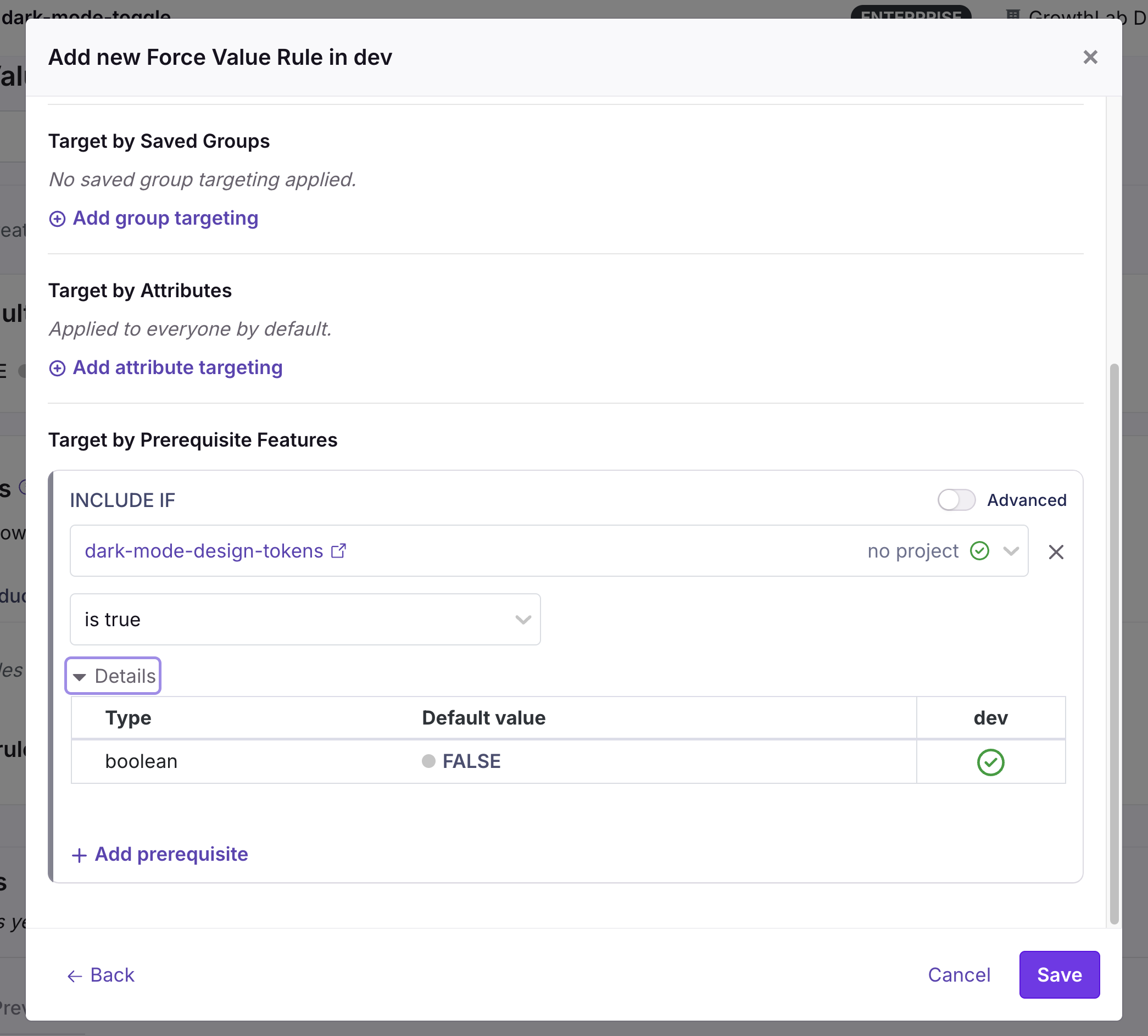 Inline prerequisite targeting