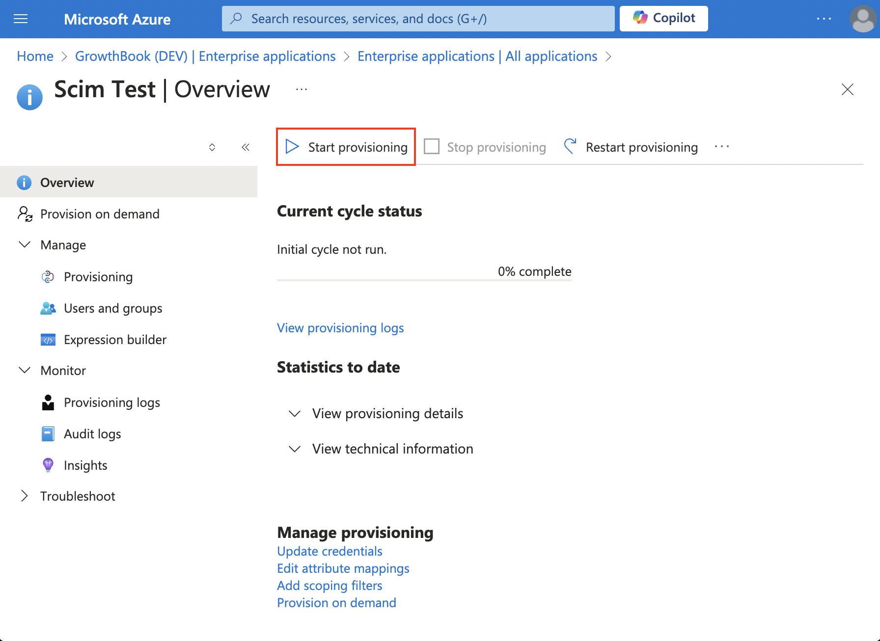 Microsoft Azure on the SCIM overview page