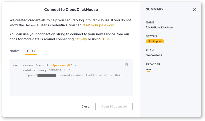 Clickhouse Cloud Connection String