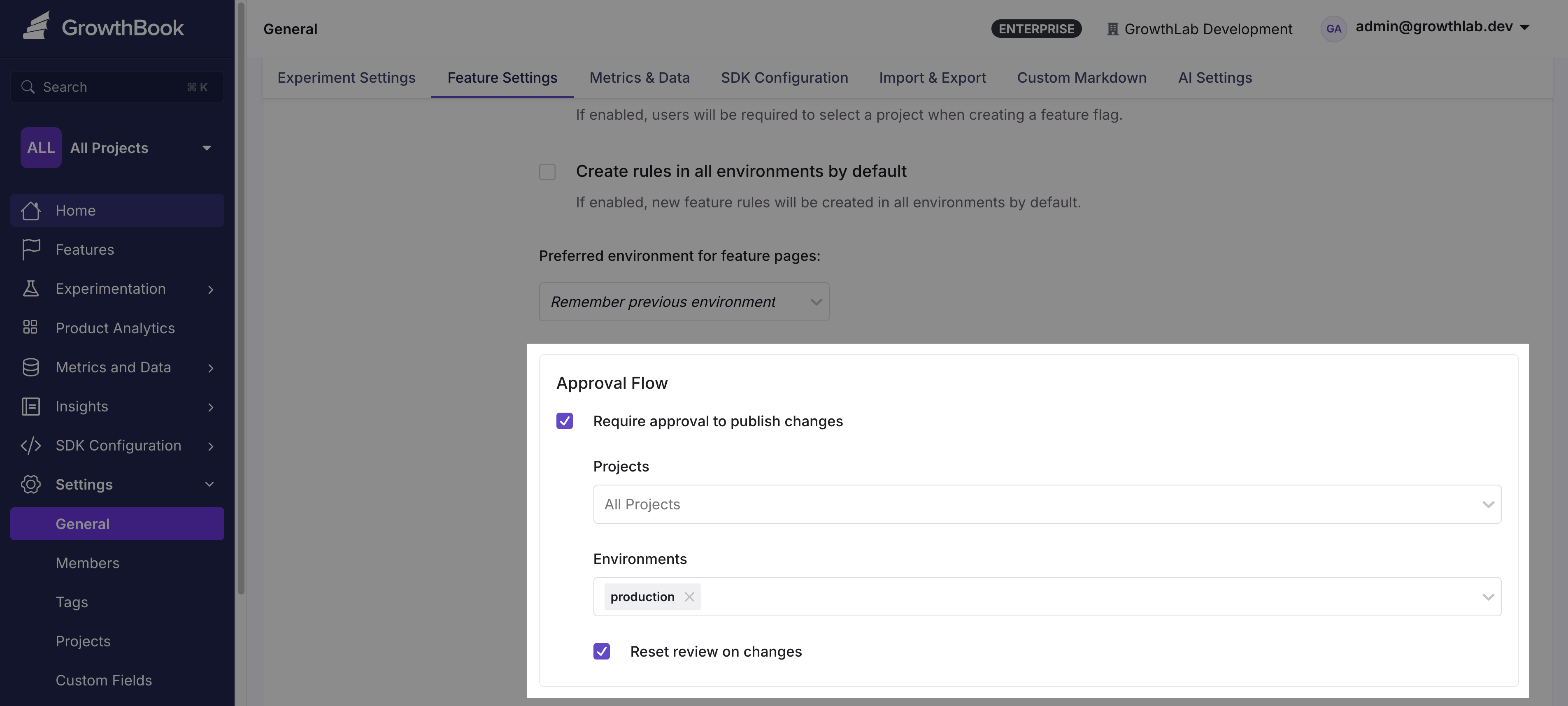 Approval flow organization settings