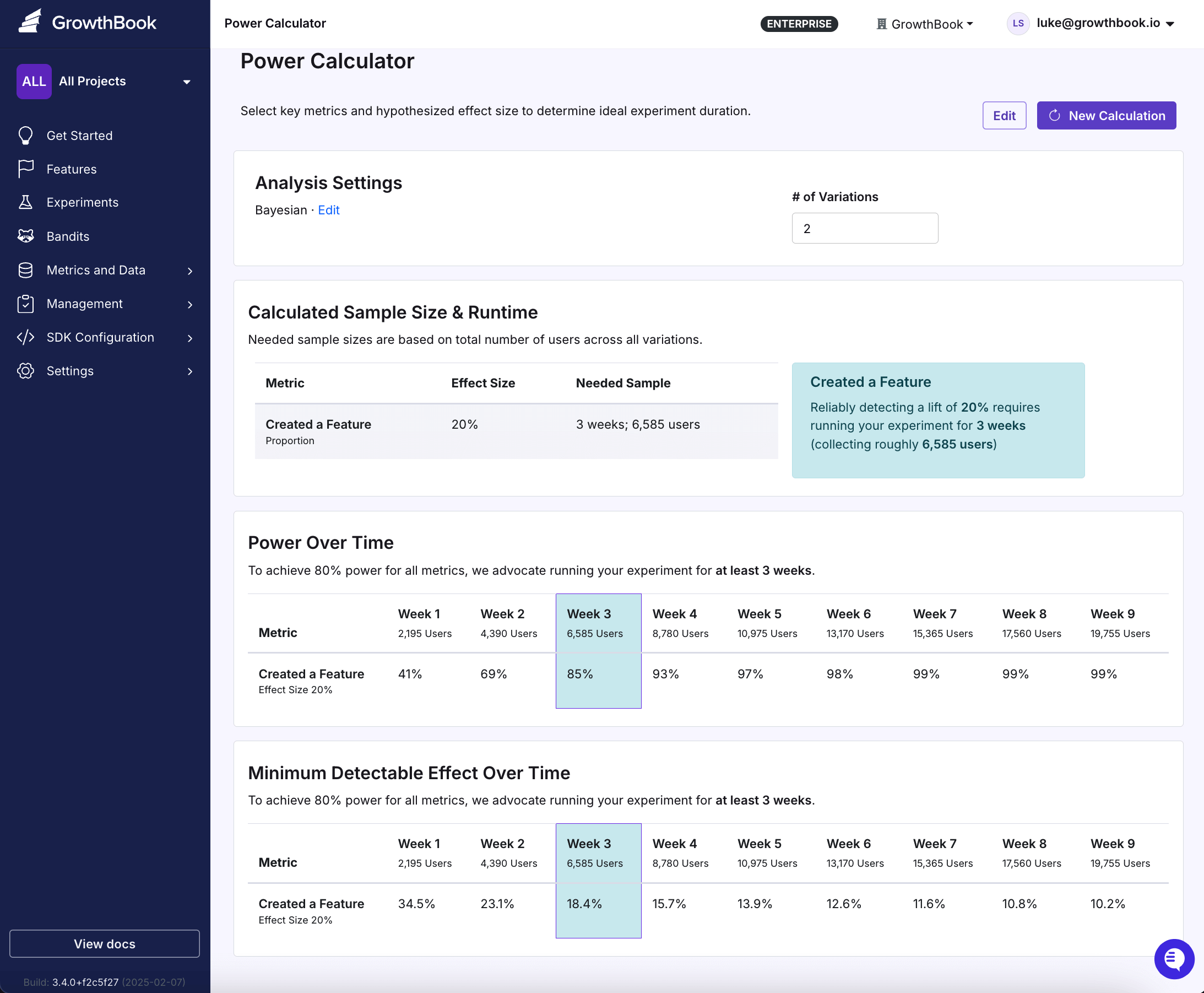 metric and users input