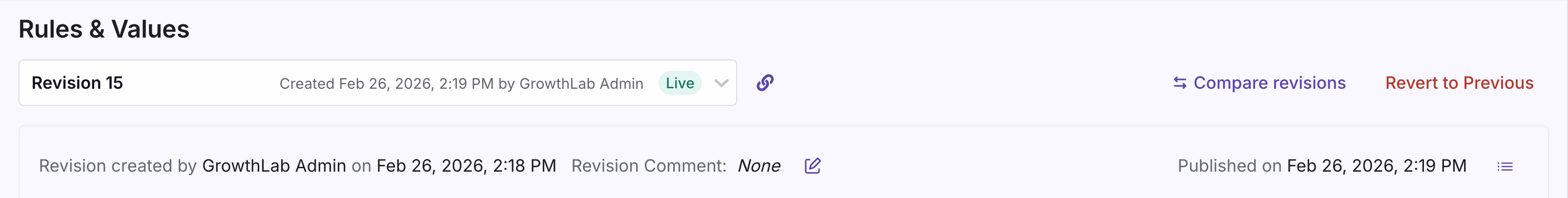 Green badge indicating the published version is live