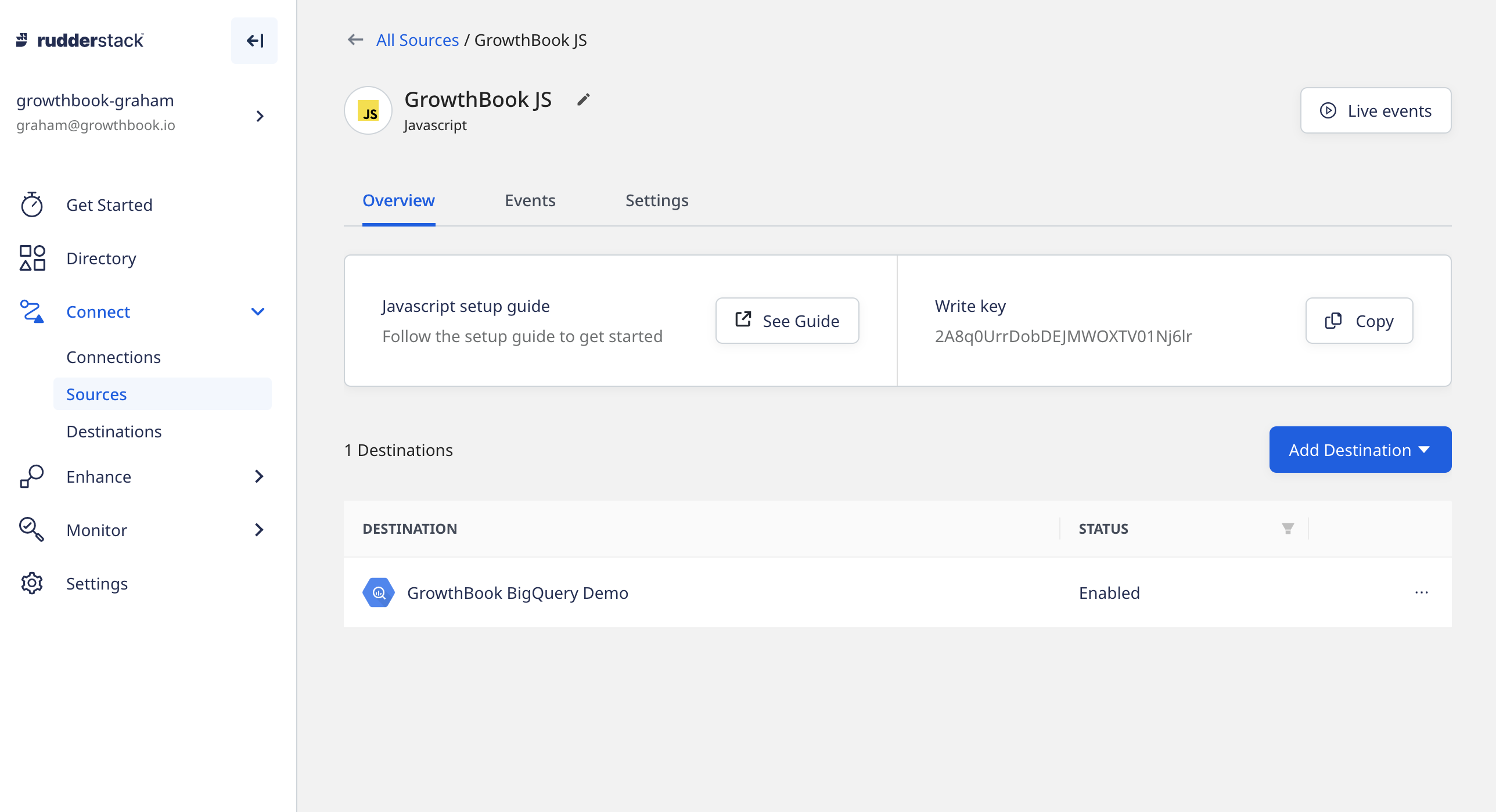 Add BigQuery destination