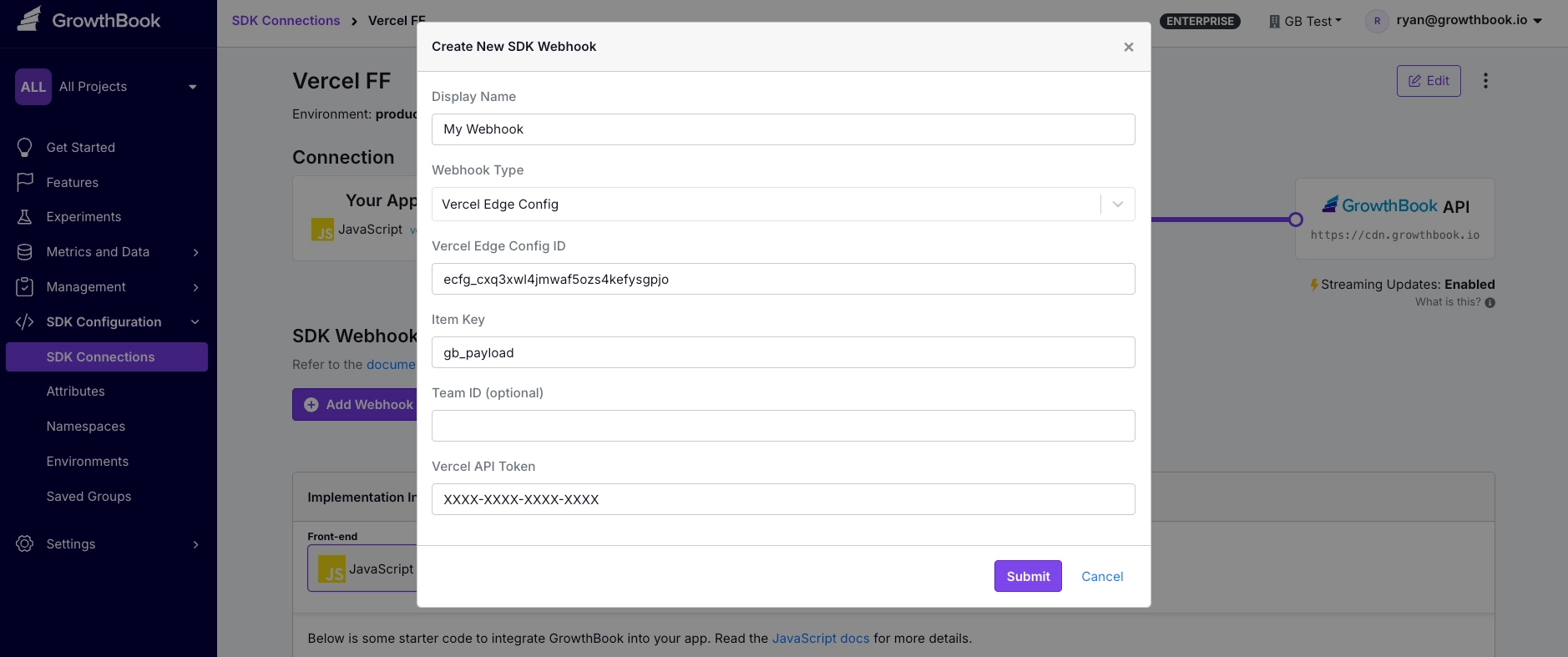 GrowthBook SDK Webhook