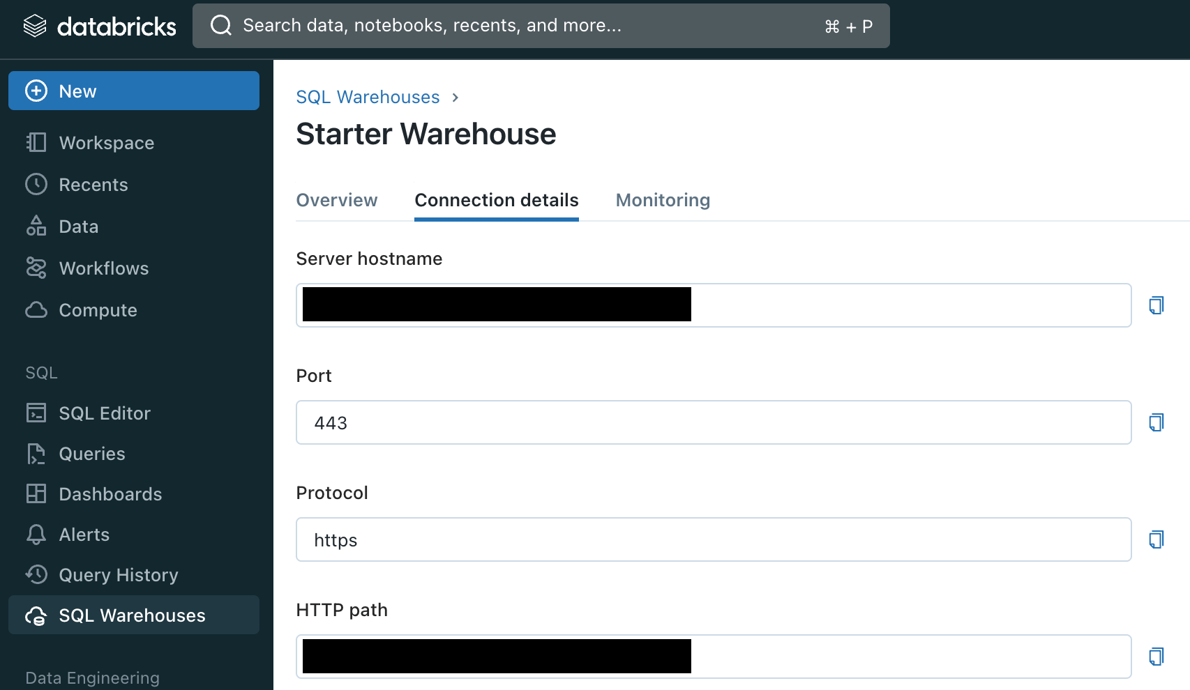 Finding SQL Warehouse Connection Details in Databricks