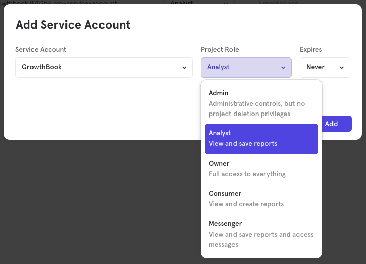 Add Mixpanel service account specifics