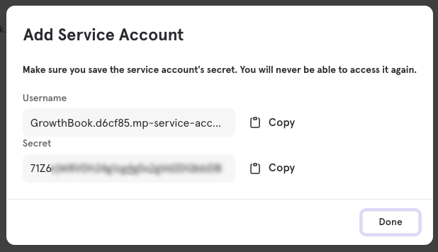 Service account details