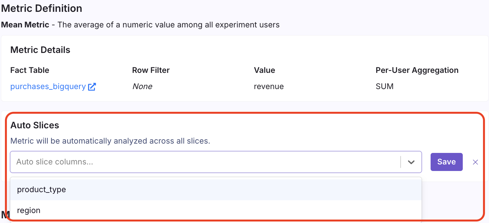Adding auto slices